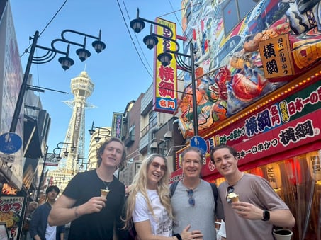 Enjoying the tour at Shinsekai