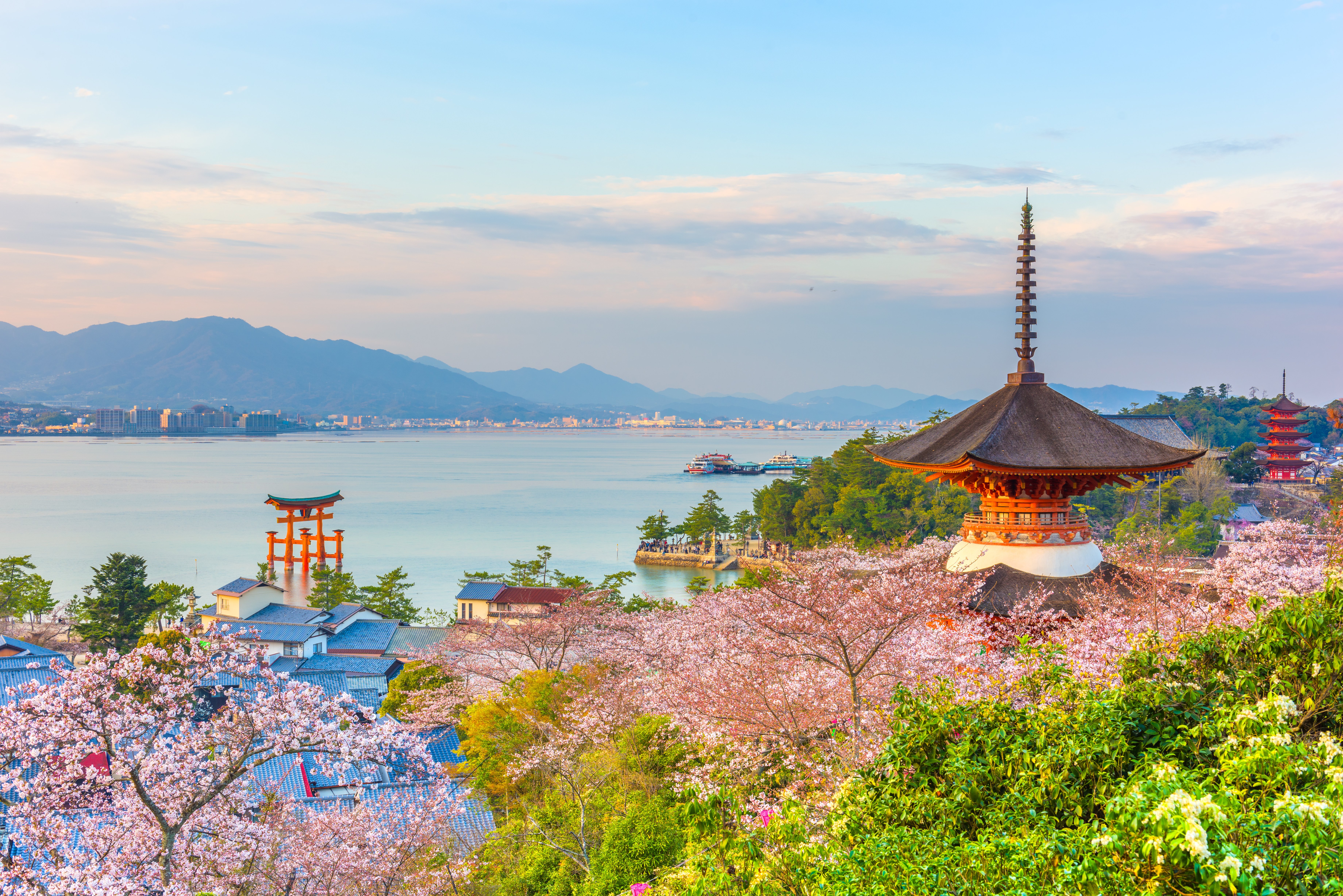 Floating Torii Gate at Itsukushima Shrine in Miyajima on a day trip from Osaka