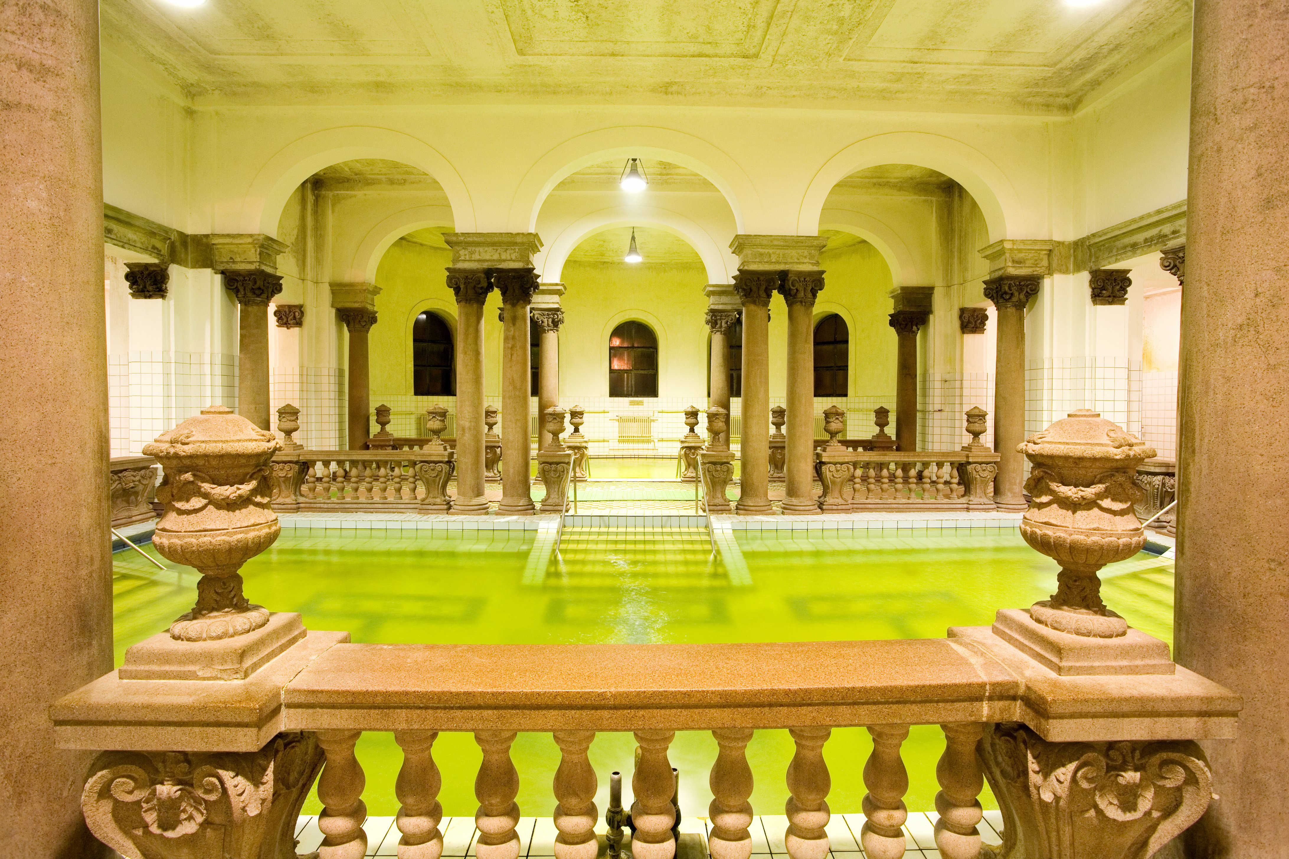 European-style indoor onsen bath at Spa World in Shinsekai, Osaka.