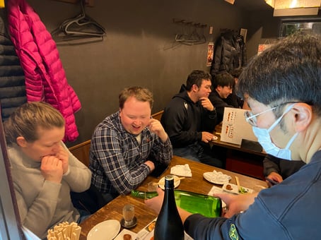 Pouring japanese sake